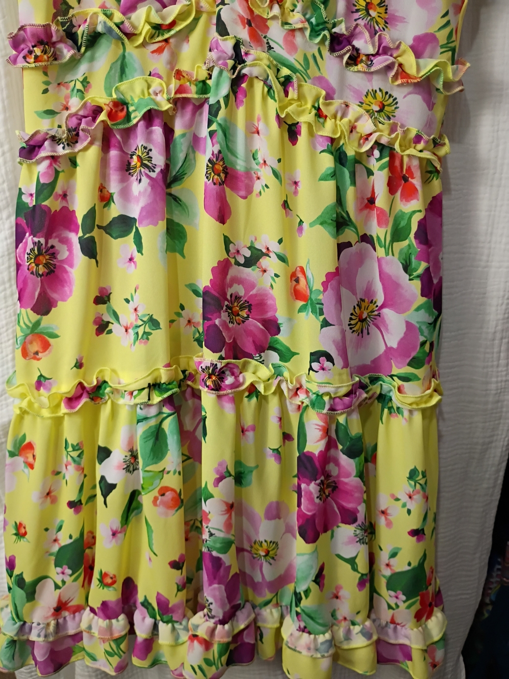 Haute Monde Yellow Floral Ruffle Mini Dress - SIZE Large NWT - Picture 6 of 10